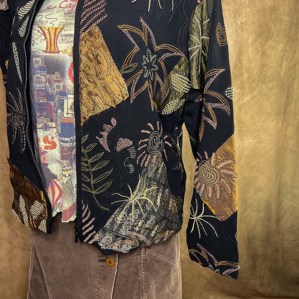Vintage 90s Patchwork Jacket Embroidered Multicol… - image 5